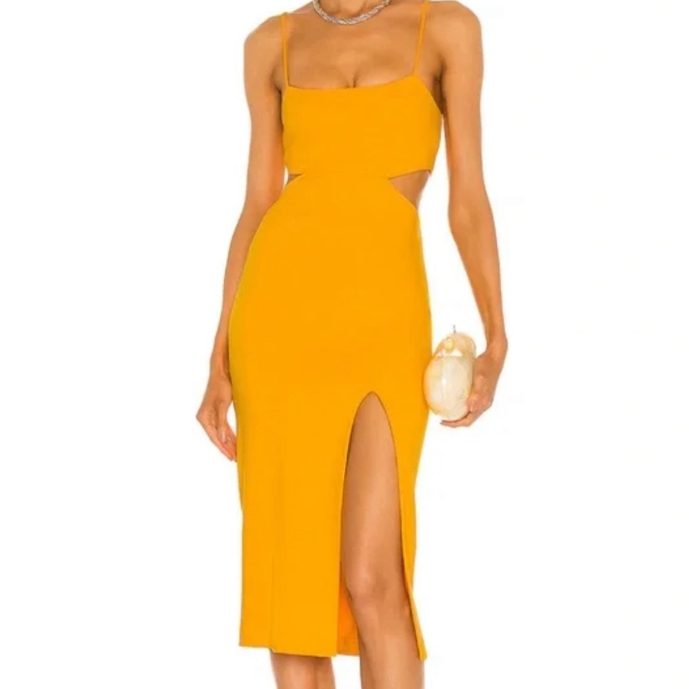 h:ours Yellow Cutout Midi Dress